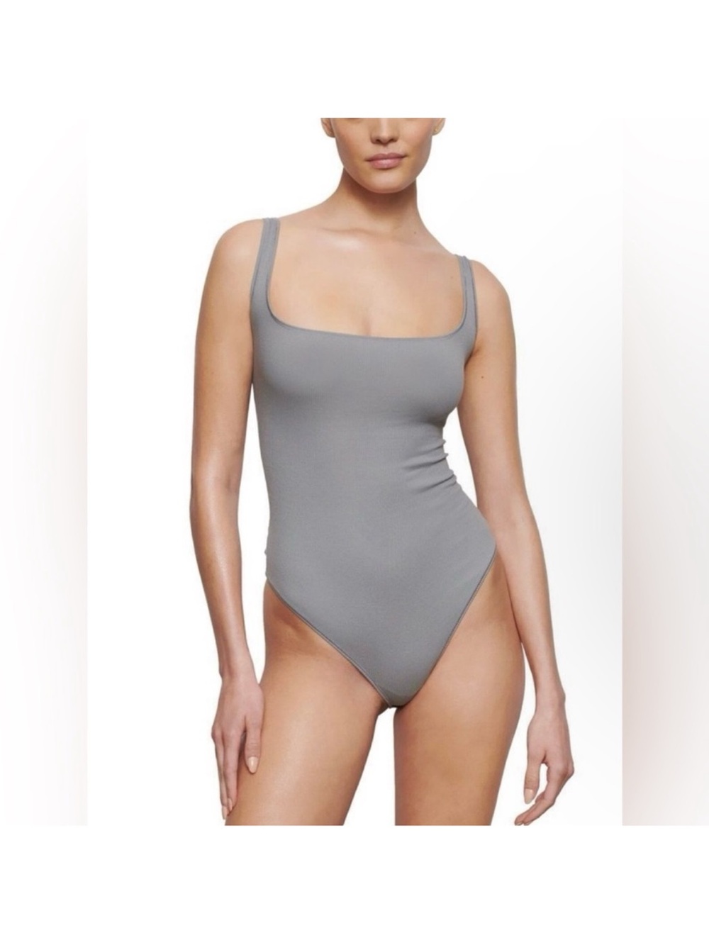Skims Ribbed Square Neck Bodysuit